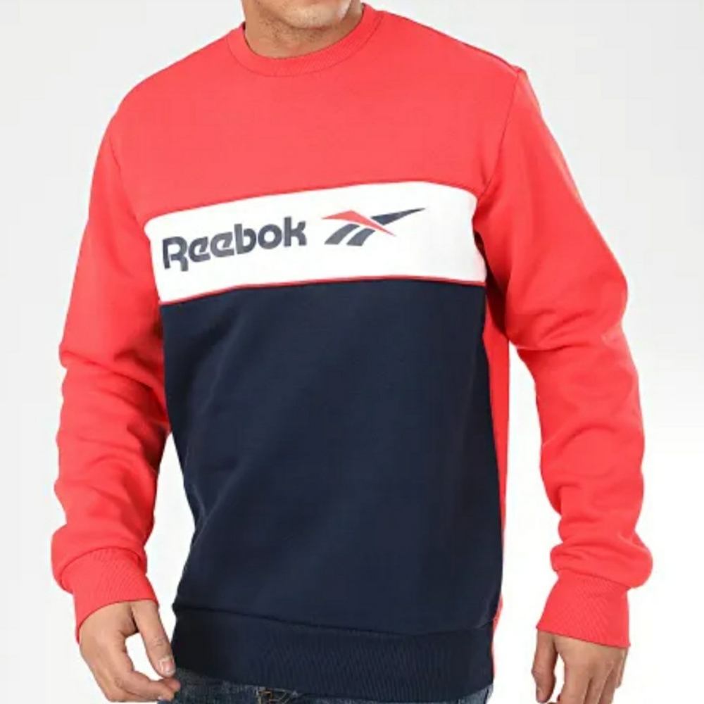 Mens Large Retro Style Reebok Tricolor Training Essentials Crew Sweatshirt